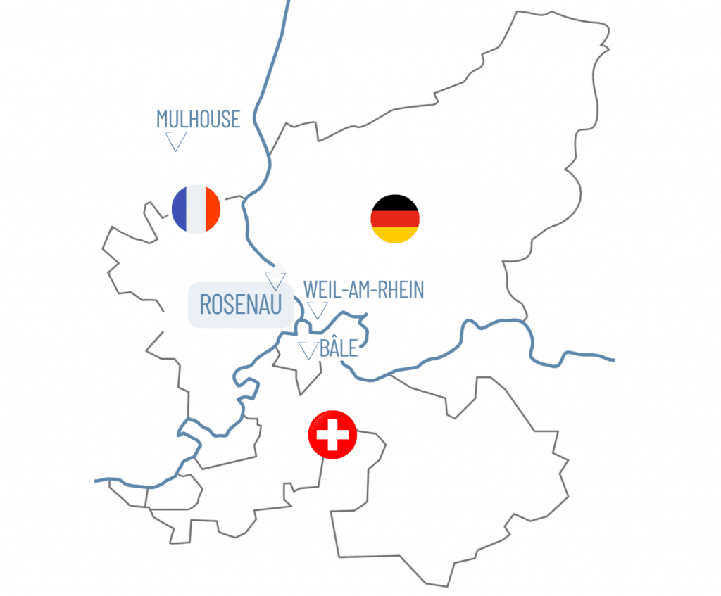 Carte Rosenau emplacement 3 frontières